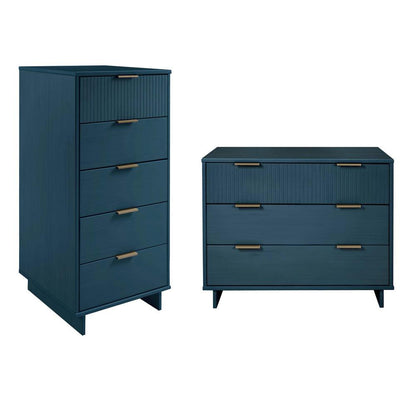 Manhattan Comfort - 2-Piece Granville Tall Narrow and Standard Dresser with 8 Drawers in Midnight Blue - GRAN014 veiw 1