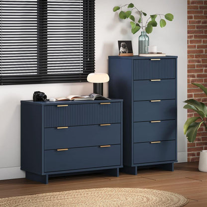 Manhattan Comfort - 2-Piece Granville Tall Narrow and Standard Dresser with 8 Drawers in Midnight Blue - GRAN014 veiw 10