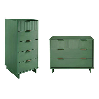 Manhattan Comfort - 2-Piece Granville Tall Narrow and Standard Dresser with 8 Drawers in Sage Green - GRAN013 veiw 1
