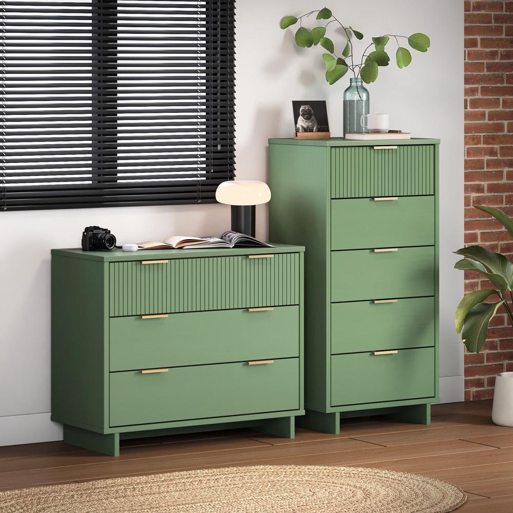 Manhattan Comfort - 2-Piece Granville Tall Narrow and Standard Dresser with 8 Drawers in Sage Green - GRAN013 veiw 10