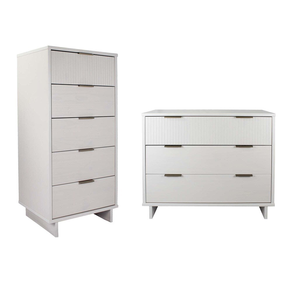 Manhattan Comfort - 2-Piece Granville Tall Narrow and Standard Dresser with 8 Drawers in White - GRAN011 veiw 1