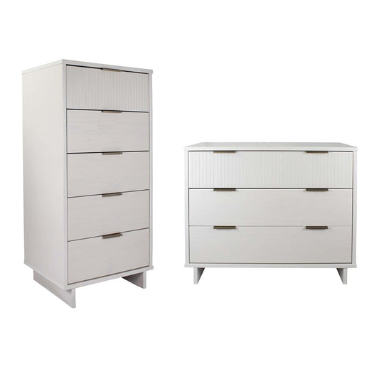 Manhattan Comfort - 2-Piece Granville Tall Narrow and Standard Dresser with 8 Drawers in White - GRAN011 veiw 1