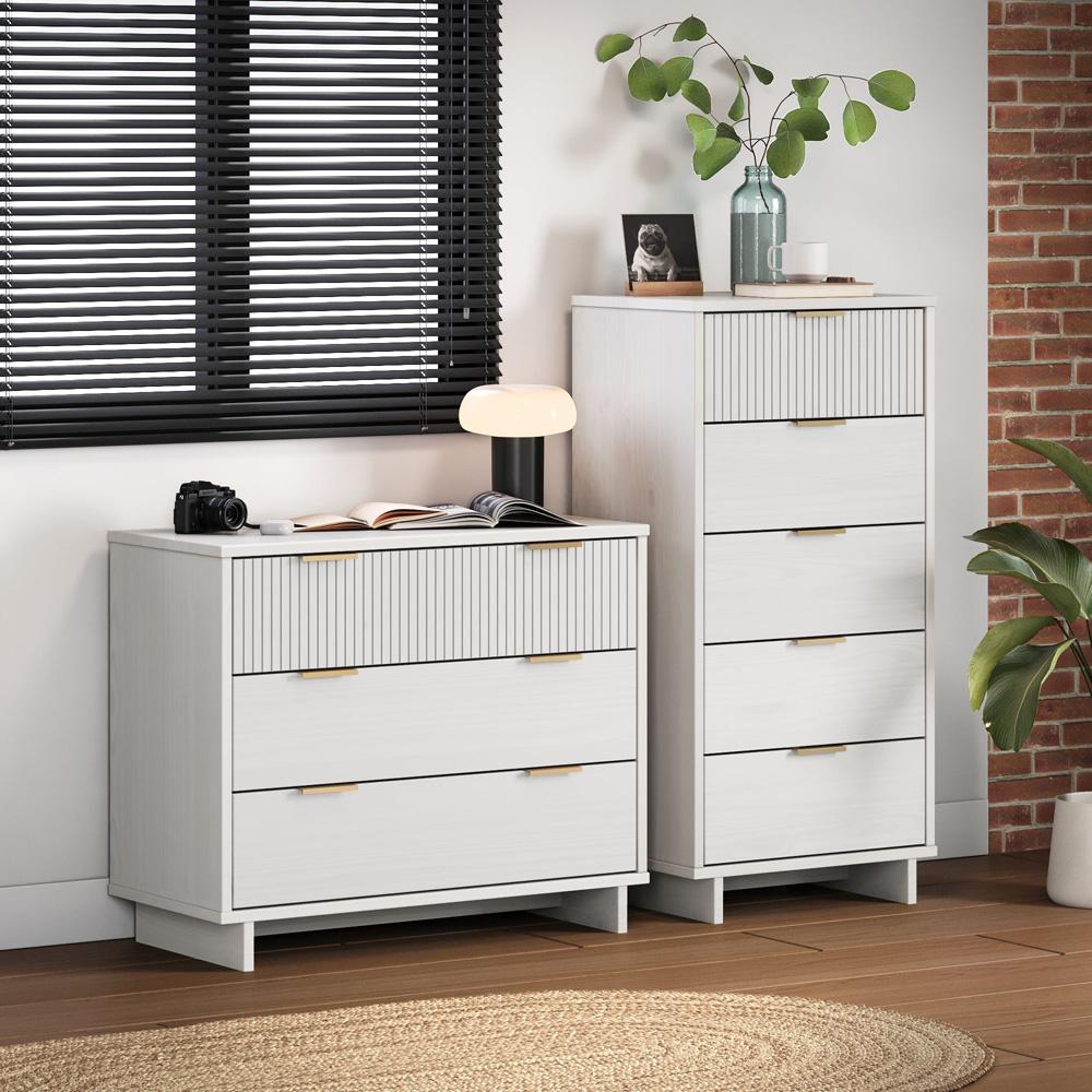 Manhattan Comfort - 2-Piece Granville Tall Narrow and Standard Dresser with 8 Drawers in White - GRAN011 veiw 10
