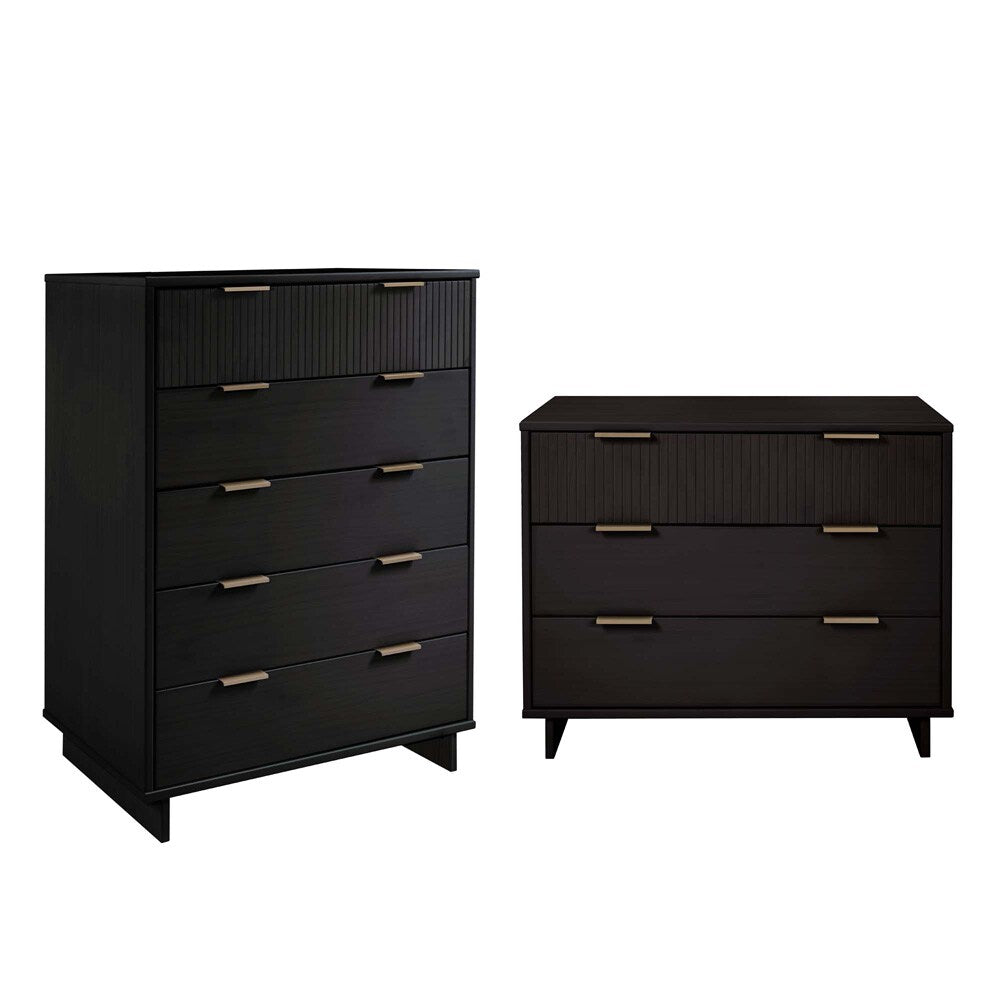 Manhattan Comfort - 2-Piece Granville Dresser and Chest with 8 Drawers in Black - GRAN022 veiw 1