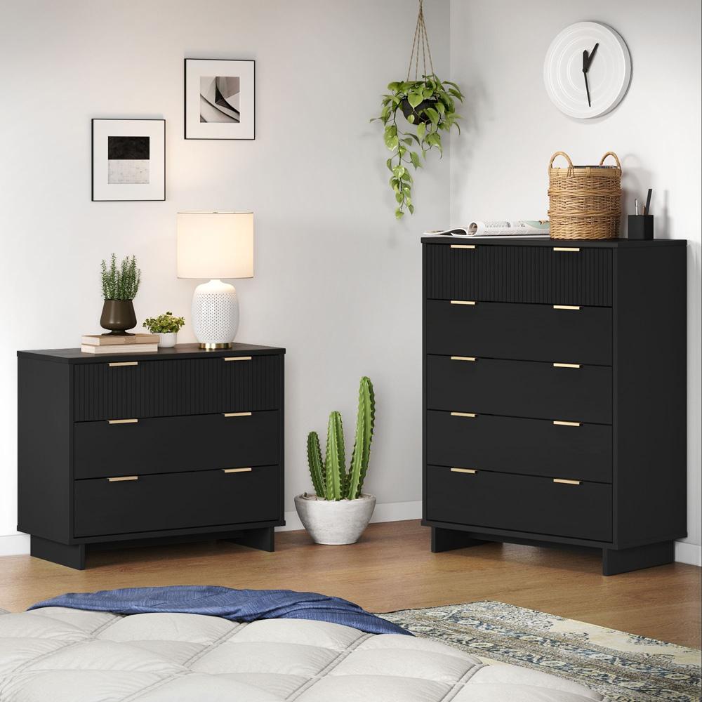 Manhattan Comfort - 2-Piece Granville Dresser and Chest with 8 Drawers in Black - GRAN022 veiw 10
