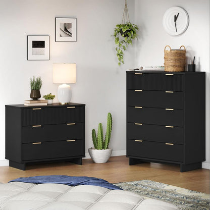 Manhattan Comfort - 2-Piece Granville Dresser and Chest with 8 Drawers in Black - GRAN022 veiw 10