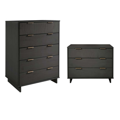 Manhattan Comfort - 2-Piece Granville Dresser and Chest with 8 Drawers in Dark Grey - GRAN025 veiw 1