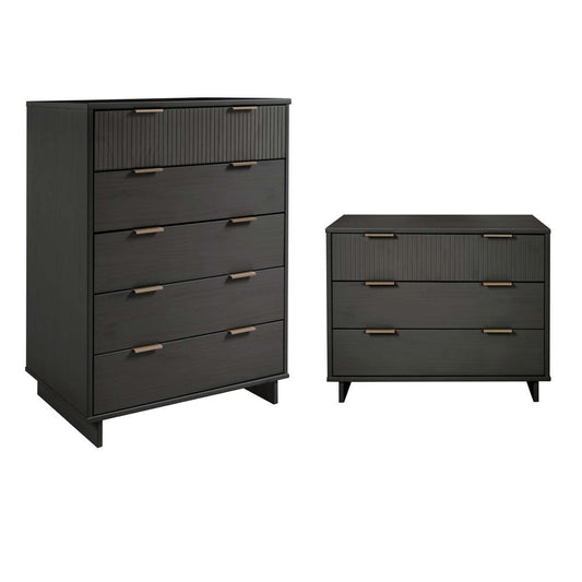 Manhattan Comfort - 2-Piece Granville Dresser and Chest with 8 Drawers in Dark Grey - GRAN025 veiw 1