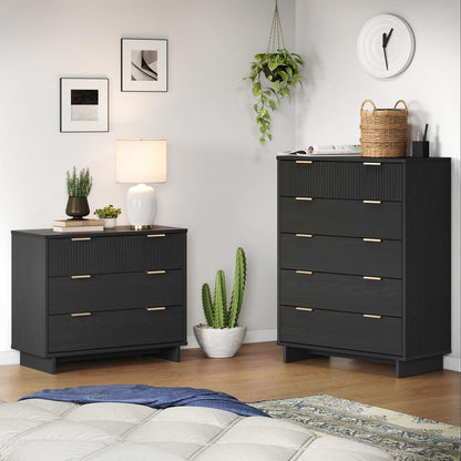 Manhattan Comfort - 2-Piece Granville Dresser and Chest with 8 Drawers in Dark Grey - GRAN025 veiw 10