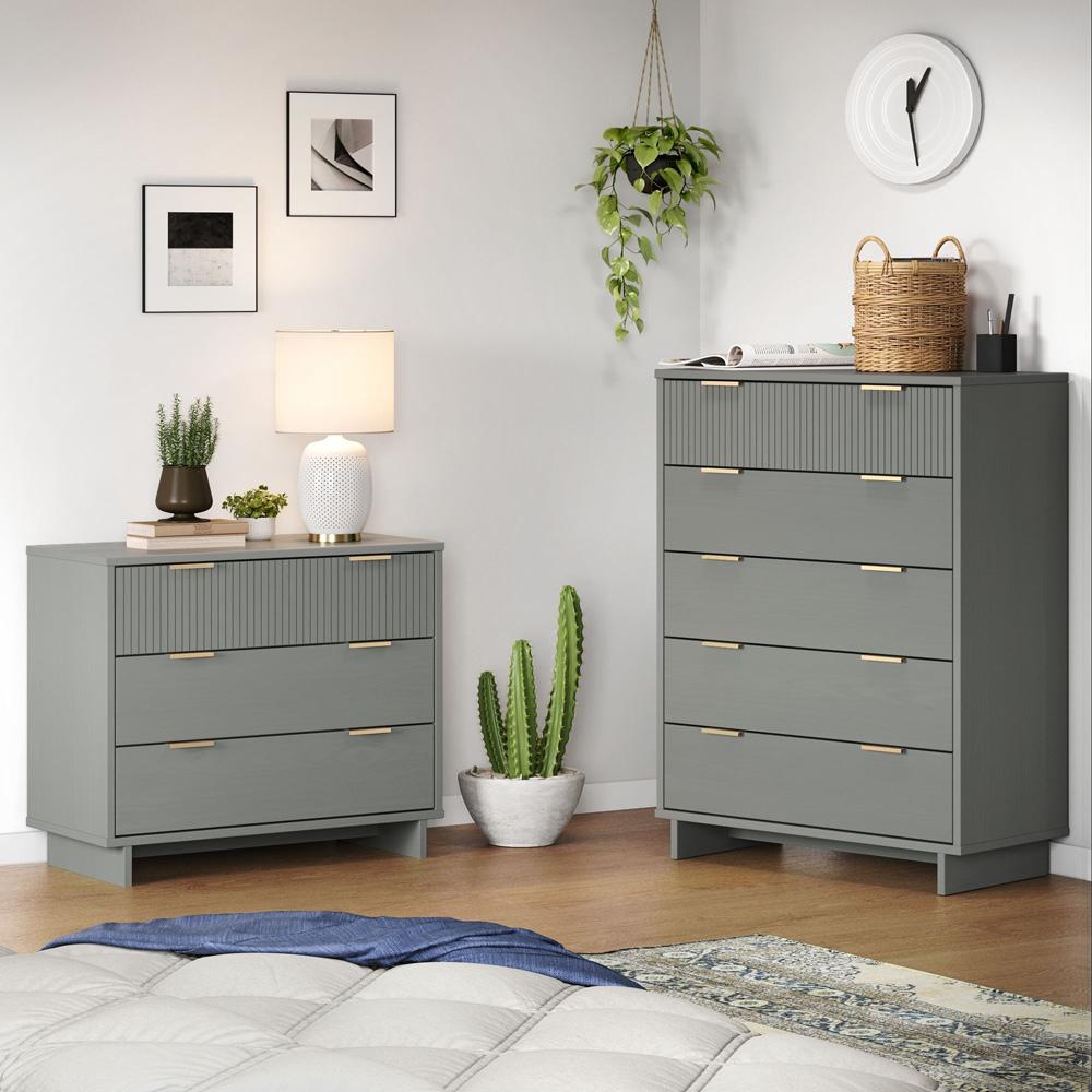 Manhattan Comfort - 2-Piece Granville Dresser and Chest with 8 Drawers in Light Grey - GRAN026 veiw 10