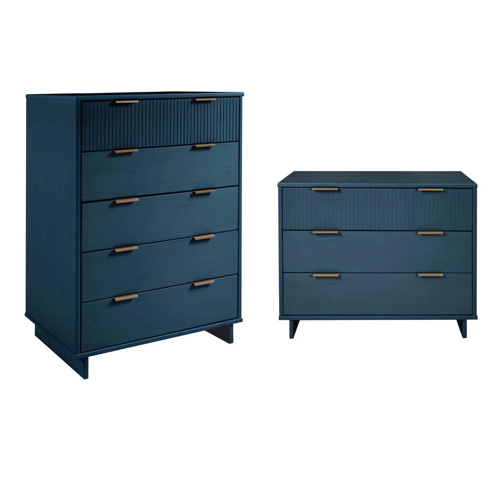Manhattan Comfort - 2-Piece Granville Dresser and Chest with 8 Drawers in Midnight Blue - GRAN024 veiw 1