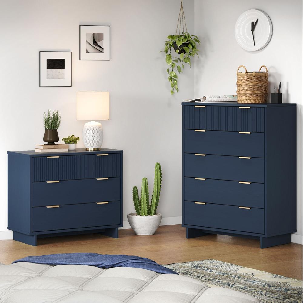 Manhattan Comfort - 2-Piece Granville Dresser and Chest with 8 Drawers in Midnight Blue - GRAN024 veiw 10