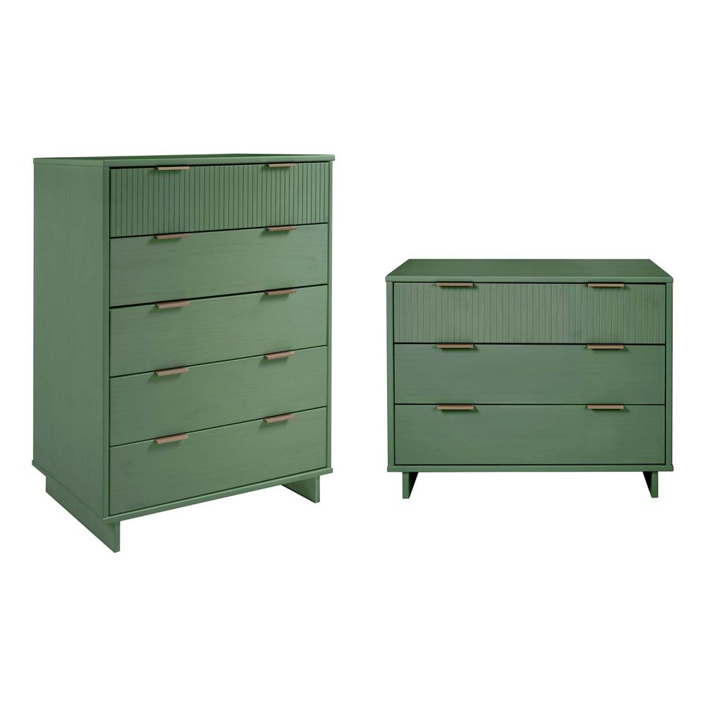 Manhattan Comfort - 2-Piece Granville Dresser and Chest with 8 Drawers in Sage Green - GRAN023 veiw 1