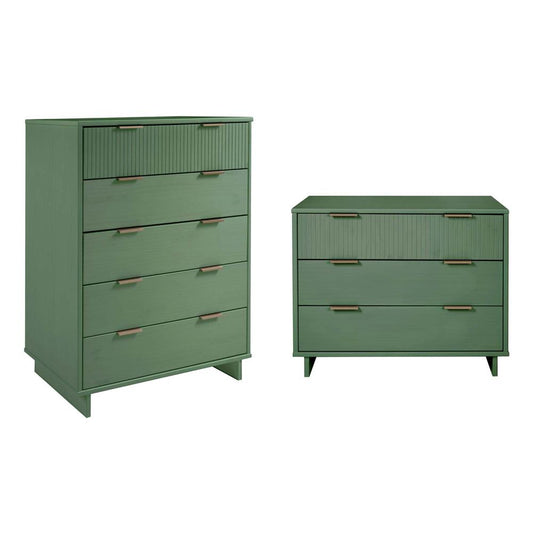 Manhattan Comfort - 2-Piece Granville Dresser and Chest with 8 Drawers in Sage Green - GRAN023 veiw 1