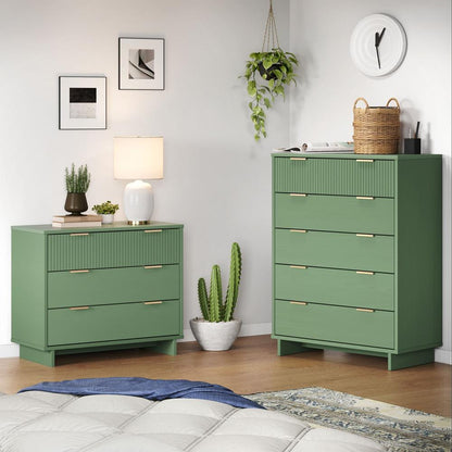Manhattan Comfort - 2-Piece Granville Dresser and Chest with 8 Drawers in Sage Green - GRAN023 veiw 10
