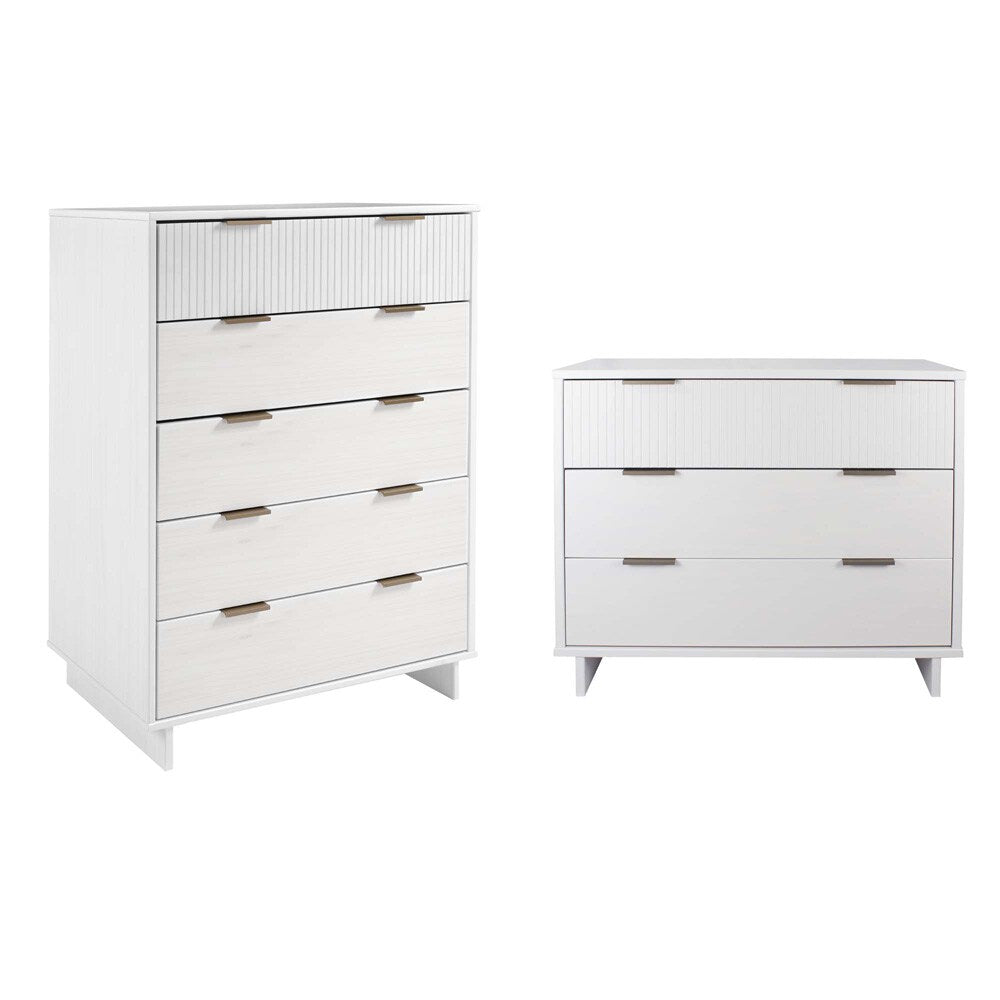 Manhattan Comfort - 2-Piece Granville Dresser and Chest with 8 Drawers in White - GRAN021 veiw 1