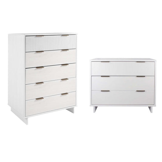 Manhattan Comfort - 2-Piece Granville Dresser and Chest with 8 Drawers in White - GRAN021 veiw 1