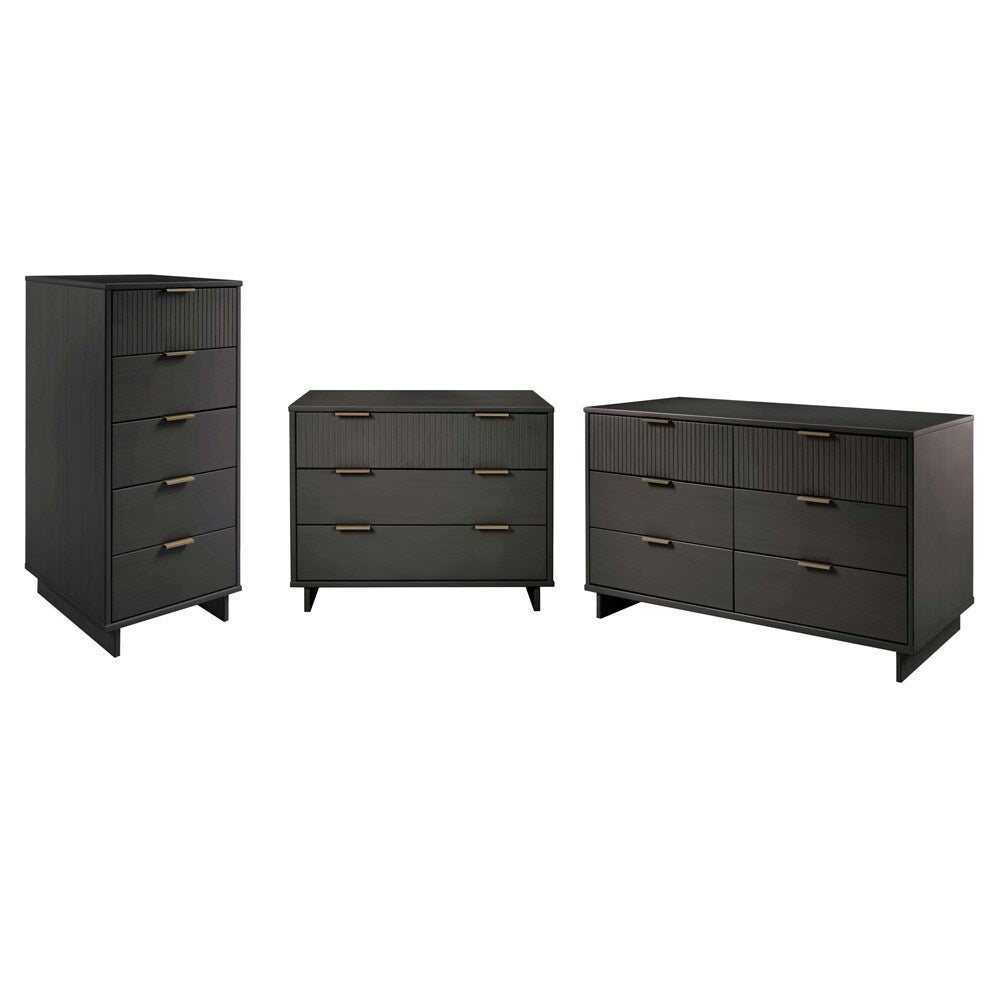 Manhattan Comfort - 3-Piece Granville Dresser Set - Tall Narrow, Standard, Double Dresser with 14 Drawers in Dark Grey - GRAN035 veiw 1
