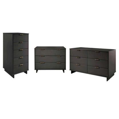 Manhattan Comfort - 3-Piece Granville Dresser Set - Tall Narrow, Standard, Double Dresser with 14 Drawers in Dark Grey - GRAN035 veiw 1