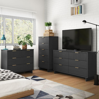 Manhattan Comfort - 3-Piece Granville Dresser Set - Tall Narrow, Standard, Double Dresser with 14 Drawers in Dark Grey - GRAN035 veiw 10