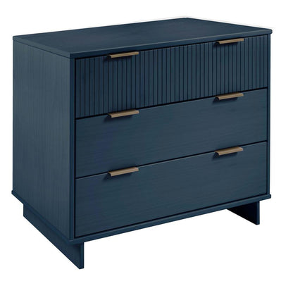 Manhattan Comfort - 3-Piece Granville Dresser Set - Tall Narrow, Standard, Double Dresser with 14 Drawers in Midnight Blue - GRAN034 veiw 4