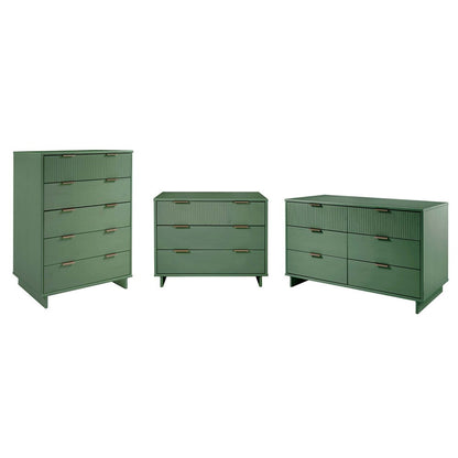 Manhattan Comfort - 3-Piece Granville Dresser Set - Tall Narrow, Standard, Double Dresser with 14 Drawers in Sage Green - GRAN033 veiw 1
