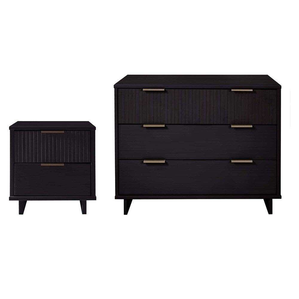 Manhattan Comfort - 2-Piece Granville Dresser and Nightstand with 5 Dresser Drawers in Black - GRAN042 veiw 1