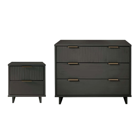 Manhattan Comfort - 2-Piece Granville Dresser and Nightstand with 5 Dresser Drawers in Dark Grey - GRAN045 veiw 1