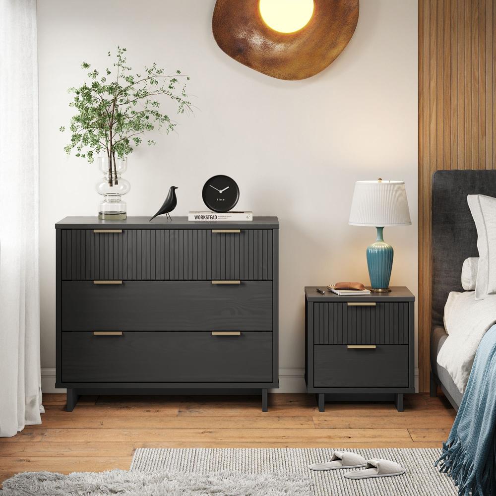 Manhattan Comfort - 2-Piece Granville Dresser and Nightstand with 5 Dresser Drawers in Dark Grey - GRAN045 veiw 10