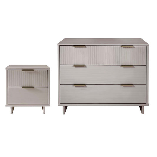 Manhattan Comfort - 2-Piece Granville Dresser and Nightstand with 5 Dresser Drawers in Light Grey - GRAN046 veiw 1