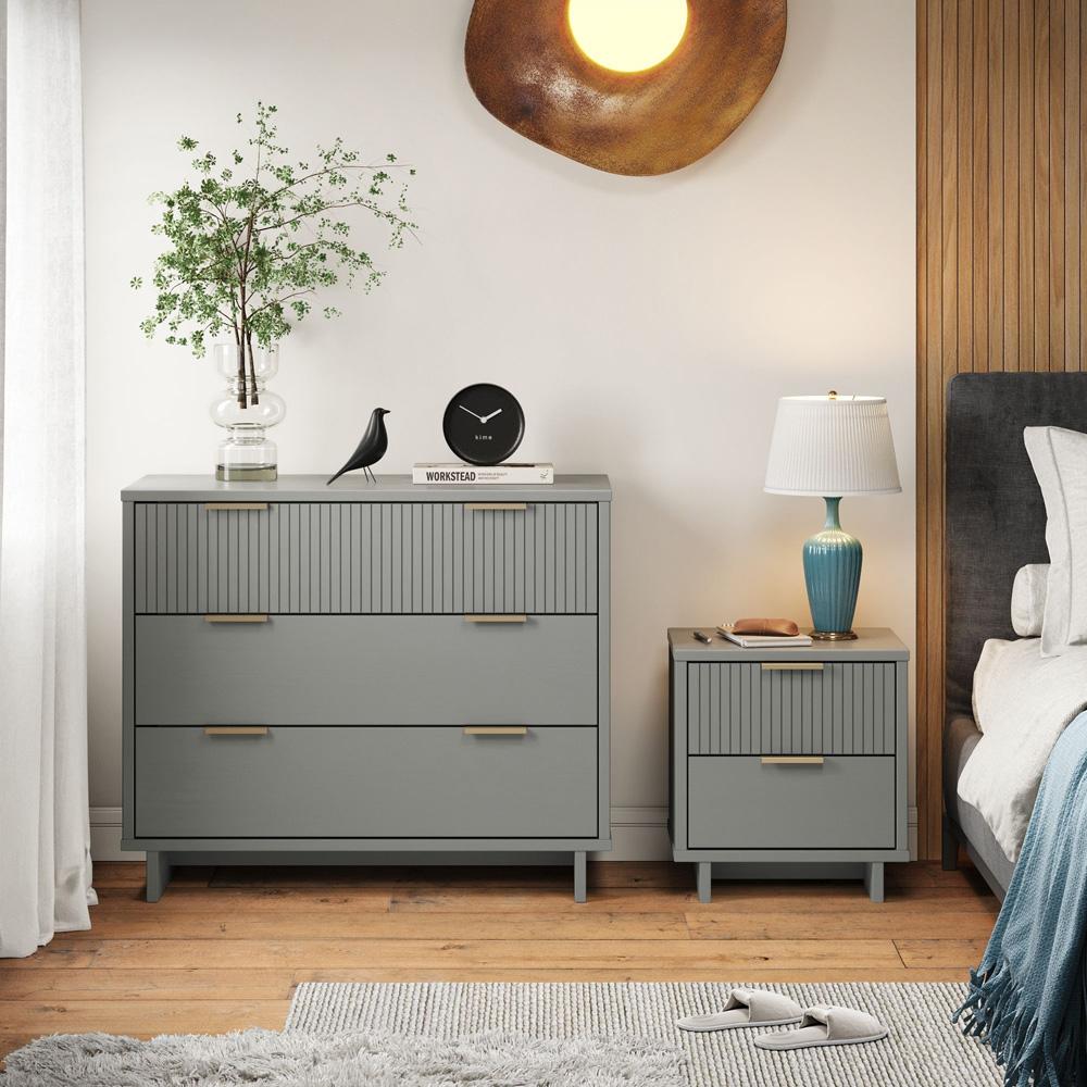 Manhattan Comfort - 2-Piece Granville Dresser and Nightstand with 5 Dresser Drawers in Light Grey - GRAN046 veiw 10