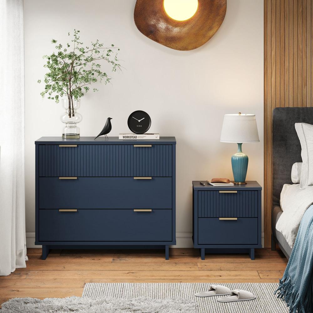 Manhattan Comfort - 2-Piece Granville Dresser and Nightstand with 5 Dresser Drawers in Midnight Blue - GRAN044 veiw 10