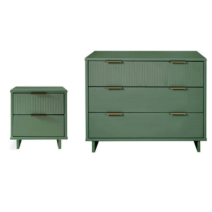Manhattan Comfort - 2-Piece Granville Dresser and Nightstand with 5 Dresser Drawers in Sage Green - GRAN043 veiw 1