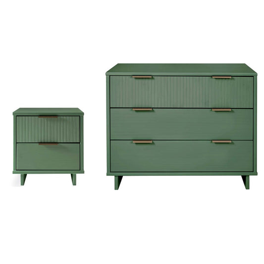 Manhattan Comfort - 2-Piece Granville Dresser and Nightstand with 5 Dresser Drawers in Sage Green - GRAN043 veiw 1