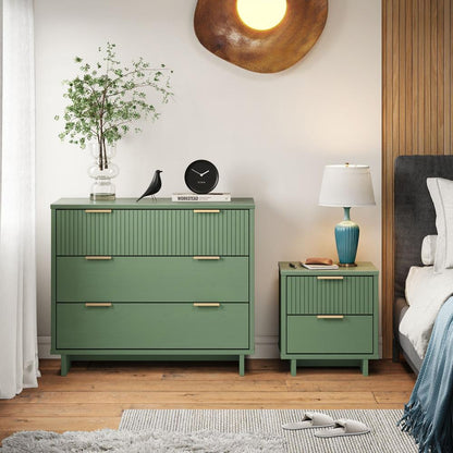 Manhattan Comfort - 2-Piece Granville Dresser and Nightstand with 5 Dresser Drawers in Sage Green - GRAN043 veiw 10