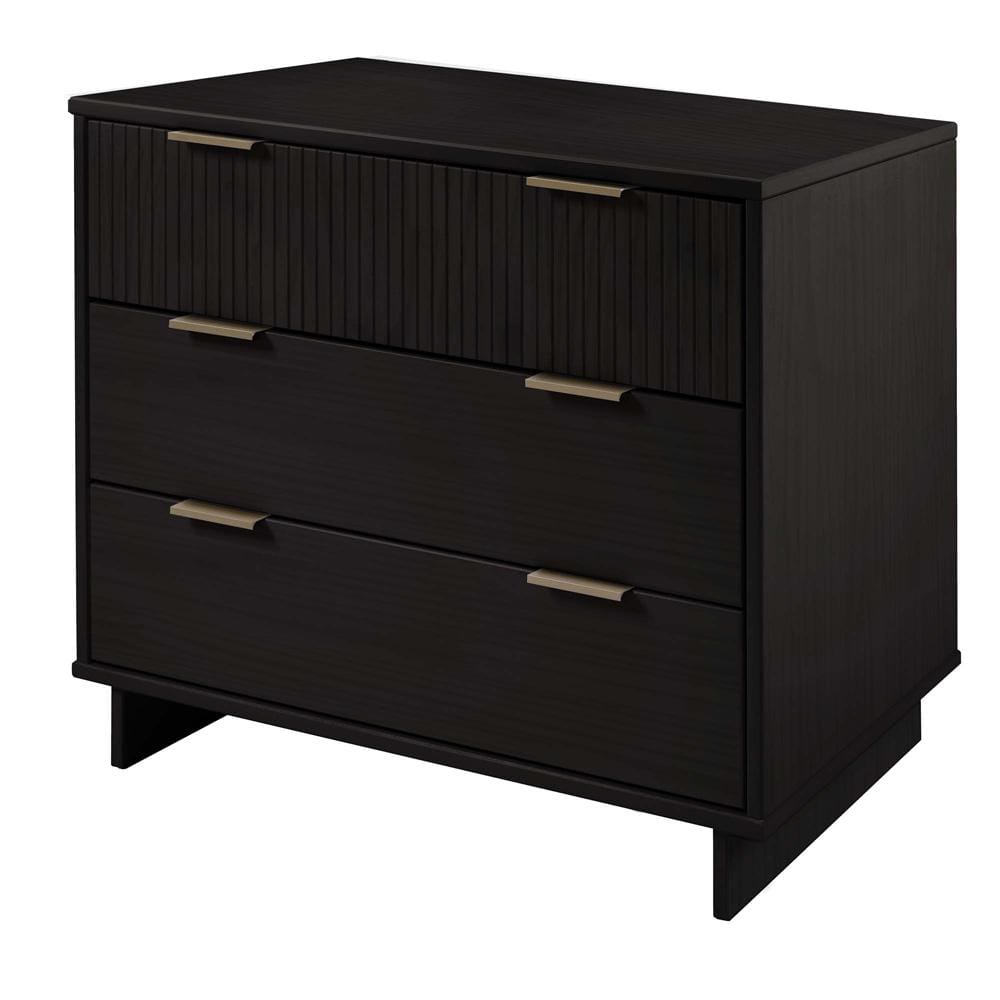 Manhattan Comfort - 3-Piece Granville Dresser Set - Tall Narrow, Standard Dresser and Nightstand with 10 Tall Narrow DresserDrawers in Black - GRAN052 veiw 5