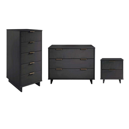 Manhattan Comfort - 3-Piece Granville Dresser Set - Tall Narrow, Standard Dresser and Nightstand with 10 Tall Narrow DresserDrawers in Dark Grey - GRAN055 veiw 1