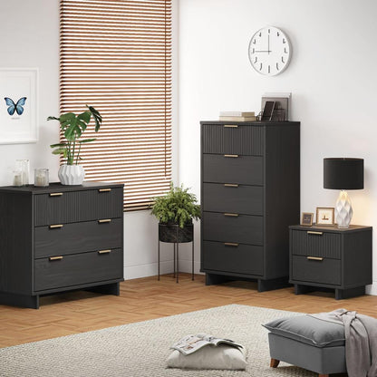 Manhattan Comfort - 3-Piece Granville Dresser Set - Tall Narrow, Standard Dresser and Nightstand with 10 Tall Narrow DresserDrawers in Dark Grey - GRAN055 veiw 10