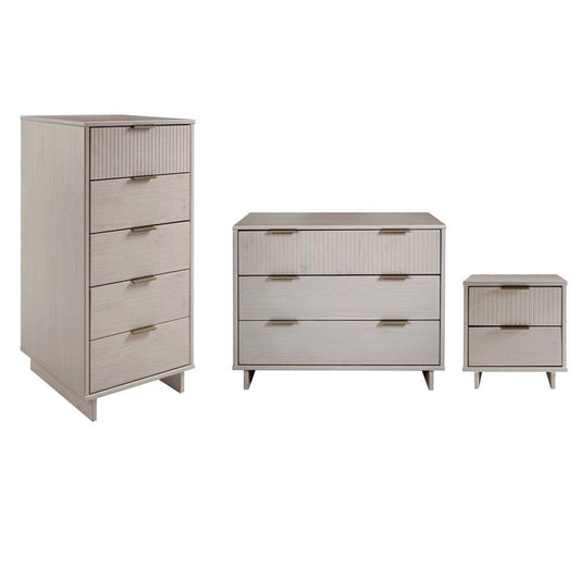 Manhattan Comfort - 3-Piece Granville Dresser Set - Tall Narrow, Standard Dresser and Nightstand with 10 Tall Narrow DresserDrawers in Light Grey - GRAN056 veiw 1