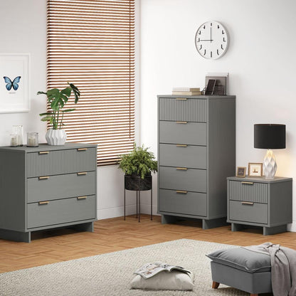 Manhattan Comfort - 3-Piece Granville Dresser Set - Tall Narrow, Standard Dresser and Nightstand with 10 Tall Narrow DresserDrawers in Light Grey - GRAN056 veiw 10