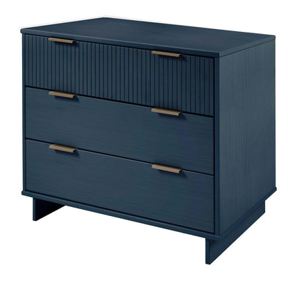 Manhattan Comfort - 3-Piece Granville Dresser Set - Tall Narrow, Standard Dresser and Nightstand with 10 Tall Narrow DresserDrawers in Midnight Blue - GRAN054 veiw 5