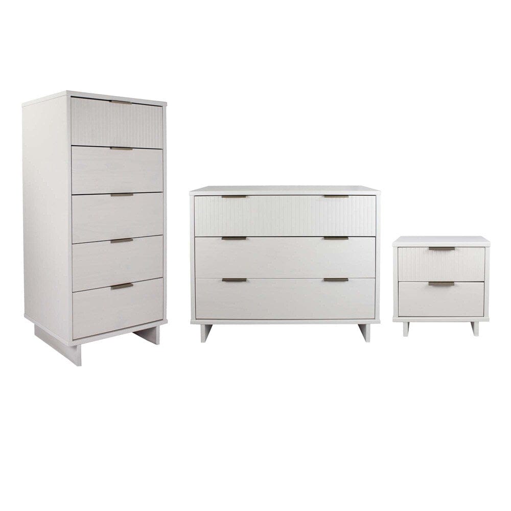 Manhattan Comfort - 3-Piece Granville Dresser Set - Tall Narrow, Standard Dresser and Nightstand with 10 Tall Narrow DresserDrawers in White - GRAN051 veiw 1