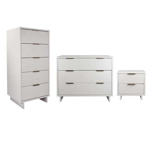 Manhattan Comfort - 3-Piece Granville Dresser Set - Tall Narrow, Standard Dresser and Nightstand with 10 Tall Narrow DresserDrawers in White - GRAN051 veiw 1