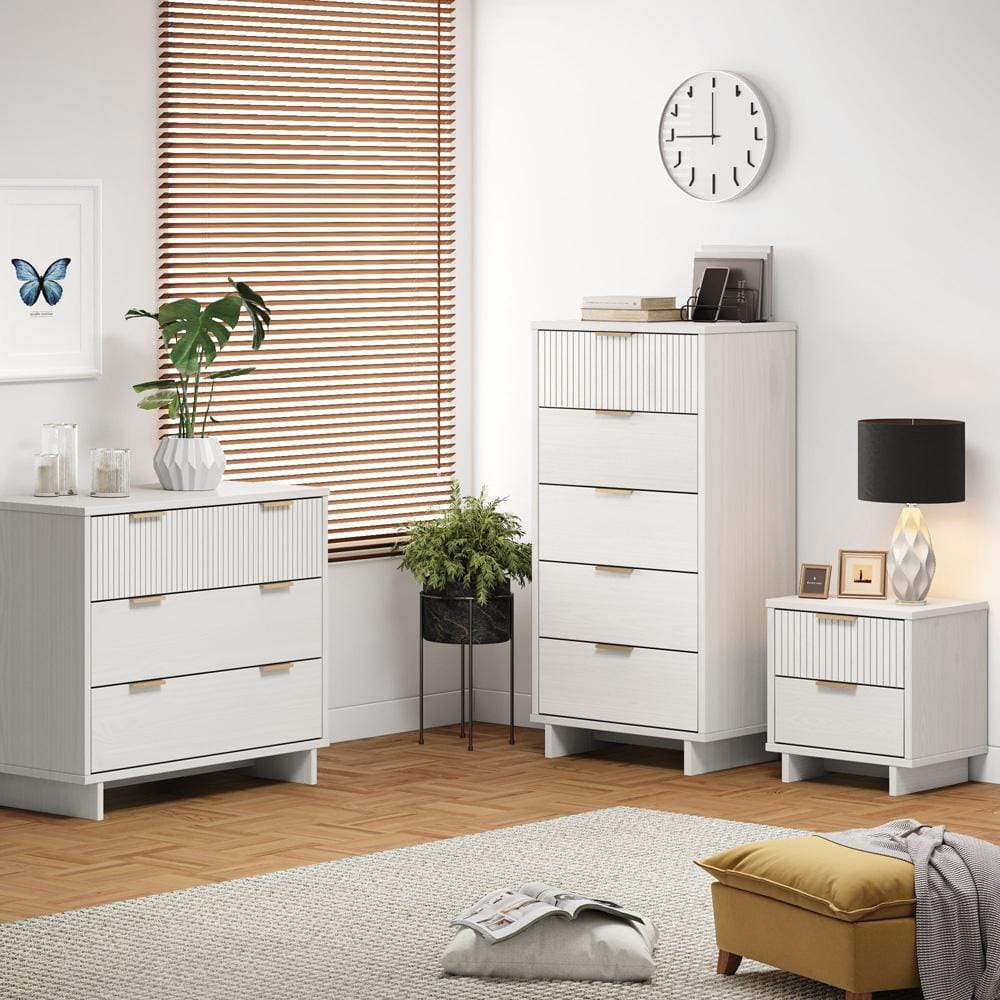 Manhattan Comfort - 3-Piece Granville Dresser Set - Tall Narrow, Standard Dresser and Nightstand with 10 Tall Narrow DresserDrawers in White - GRAN051 veiw 10
