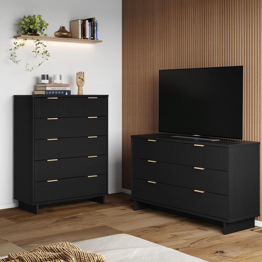 Manhattan Comfort - 2-Piece Granville Chest and Double Dresser with 11 Tall Dresser Drawers in Black - GRAN062 veiw 10