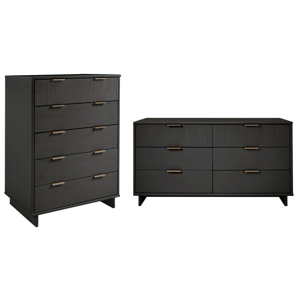 Manhattan Comfort - 2-Piece Granville Chest and Double Dresser with 11 Tall Dresser Drawers in Dark Grey - GRAN065 veiw 1