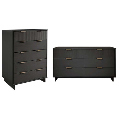 Manhattan Comfort - 2-Piece Granville Chest and Double Dresser with 11 Tall Dresser Drawers in Dark Grey - GRAN065 veiw 1