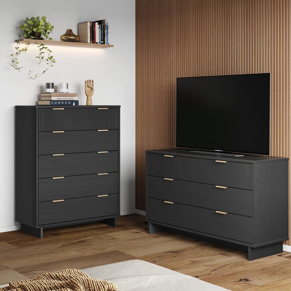 Manhattan Comfort - 2-Piece Granville Chest and Double Dresser with 11 Tall Dresser Drawers in Dark Grey - GRAN065 veiw 10