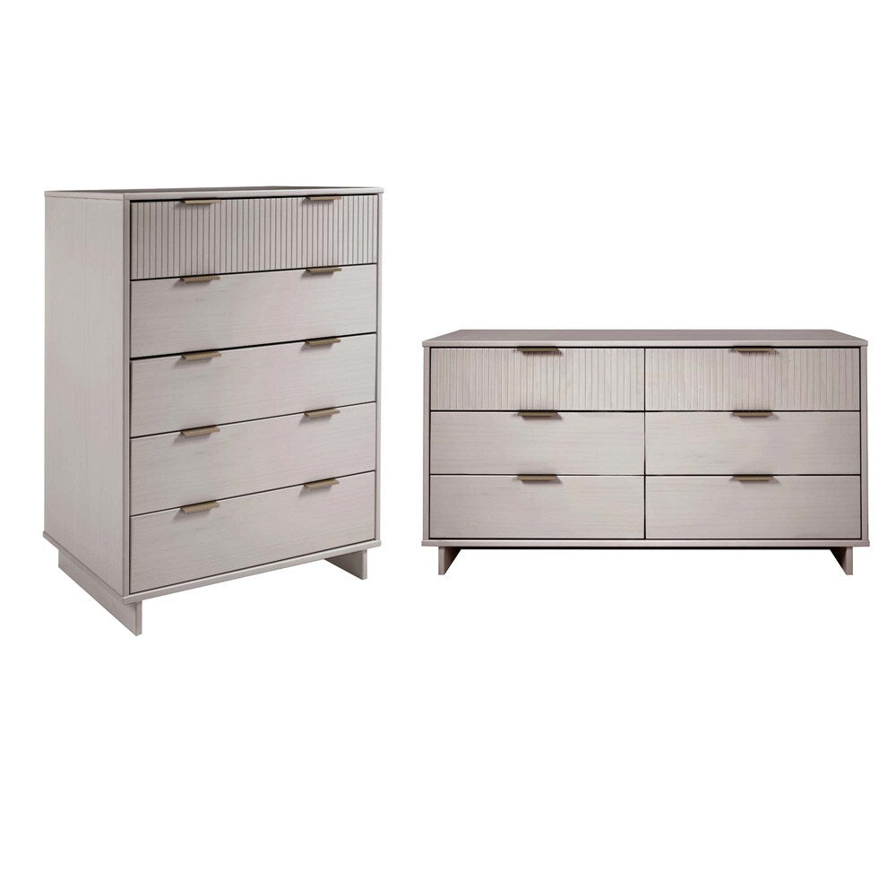 Manhattan Comfort - 2-Piece Granville Chest and Double Dresser with 11 Tall Dresser Drawers in Light Grey - GRAN066 veiw 1