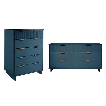 Manhattan Comfort - 2-Piece Granville Chest and Double Dresser with 11 Tall Dresser Drawers in Midnight Blue - GRAN064 veiw 1